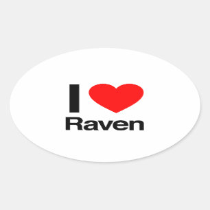 i love raven ovale sticker