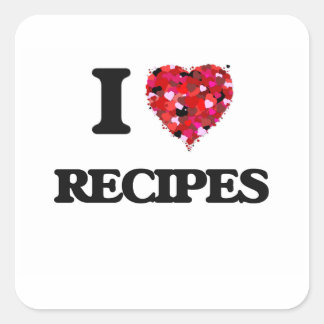 I Love Recepten food design Vierkante Sticker