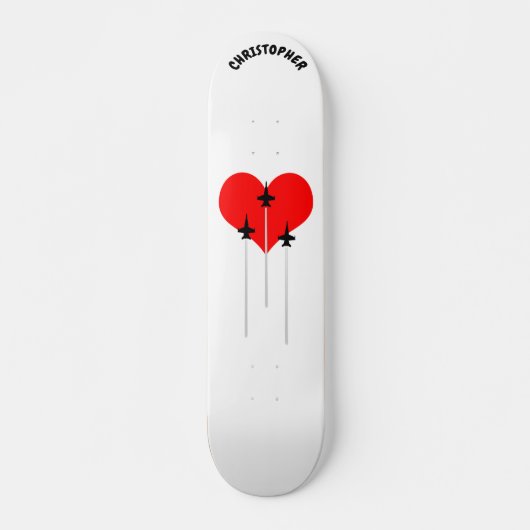 I Love Red Heart Aviation Skateboard (Voorkant)