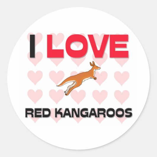I Love Red Kangaroos Ronde Sticker (Voorkant)