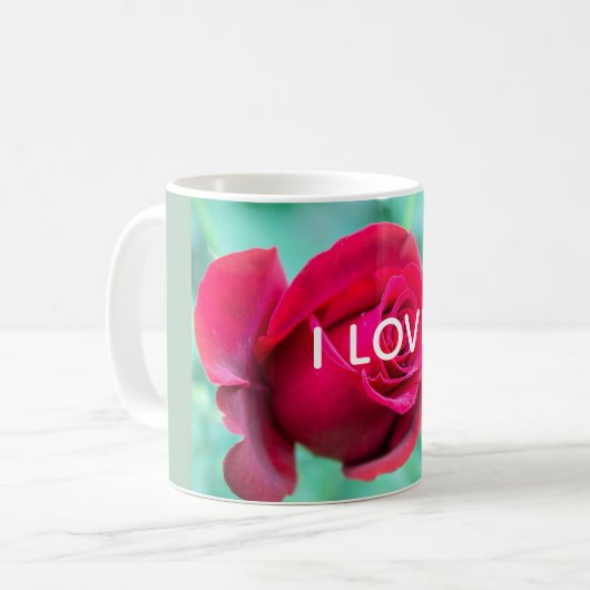 I LOVE Red Rose Mug (Devant gauche)