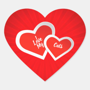 "I Love" Red & White, Cute Hearts ... Gepersonalis Hart Sticker