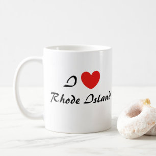 I Love Rhode Island Heart Typography Coffee Mug