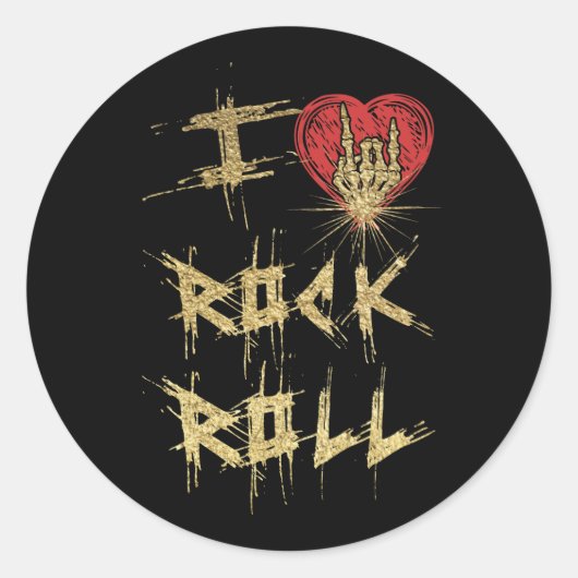 I Love Rock and Roll  Style Ronde Sticker (Voorkant)