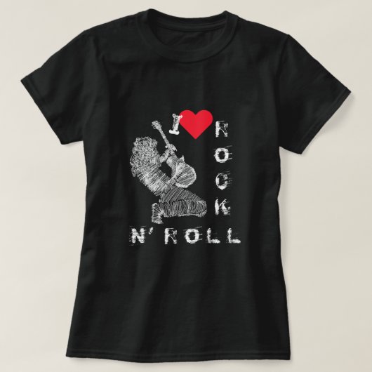 I Love Rock and Roll T-Shirt Rock Guitare Player (Design devant)