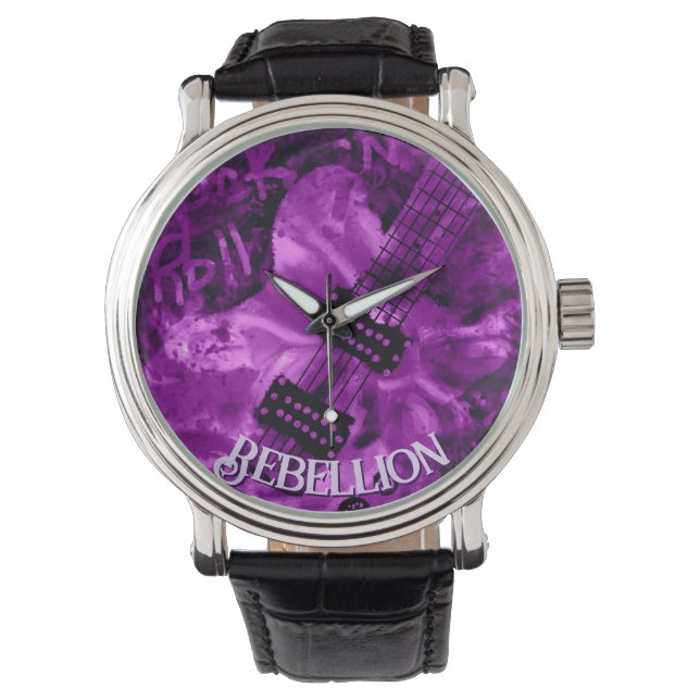 I Love Rock 'N Roll Electric Guitar Personalized Horloge (Voorkant)