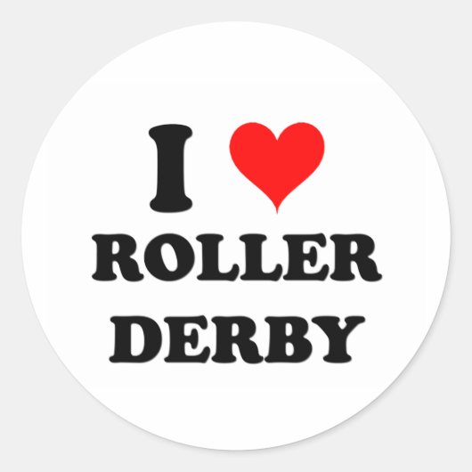 I Love Roller Derby Ronde Sticker (Voorkant)