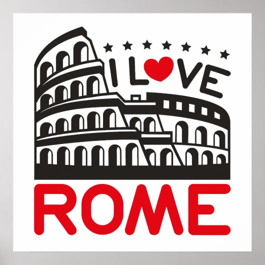 I Love Rome Italy Colosseum Travel Poster (Voorkant)