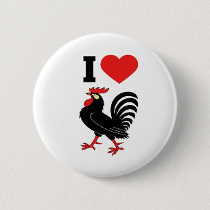 I Love rooster Ronde Button 5,7 Cm