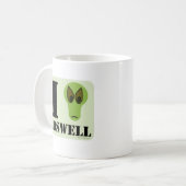I Love Roswell Fun Alien Logo UFO Design Koffiemok (Voorkant links)
