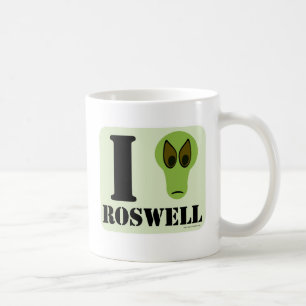 I Love Roswell Fun Alien Logo UFO Design Koffiemok