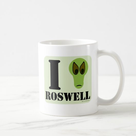I Love Roswell Fun Alien Logo UFO Design Koffiemok (Rechts)