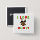 I Love Rudy Tshirts and Gifts Vierkante Button 5,1 Cm (Voorkant /achterkant)