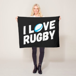 I LOVE RUGBY FLEECE DEKEN