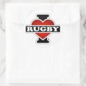 I Love Rugby Ronde Sticker (Tas)