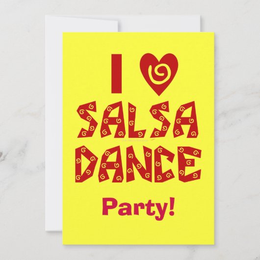 I Love Salsa Dance Custom Dance Invitations (Devant)