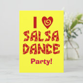 I Love Salsa Dance Custom Dance Party Invites Kaart (Staand voorkant)