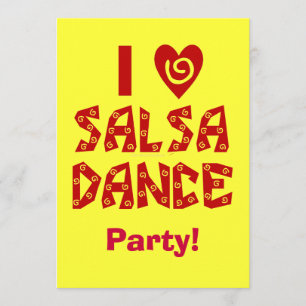 I Love Salsa Dance Custom Dance Party Invites Kaart