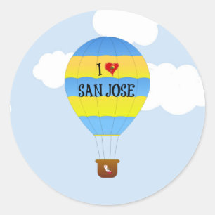 I Love San Jose, hot-air ballon, Ronde Sticker
