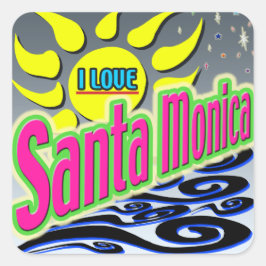 "I LOVE Santa Monica: Night Sunshine" Sticker! Vierkante Sticker
