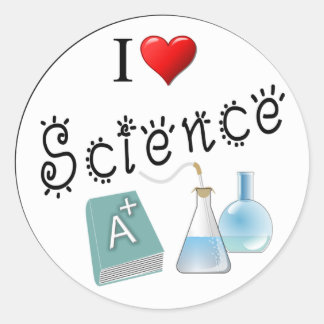 I Love Science Heart Lab Classroom Classic Round S Ronde Sticker