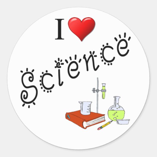 I Love Science Heart Lab Classroom Ronde Sticker (Voorkant)