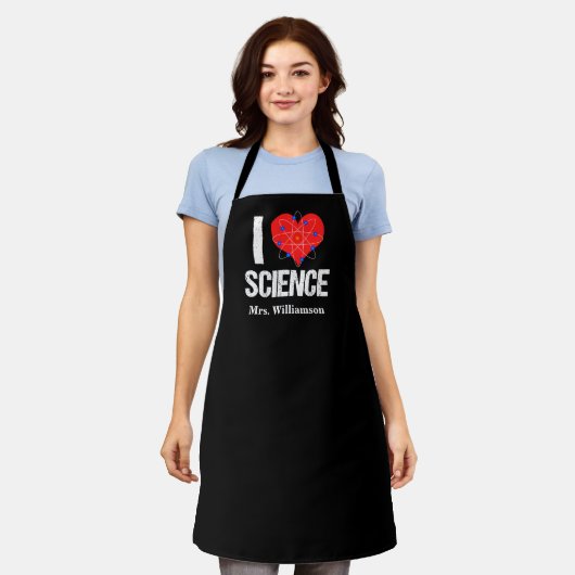 I Love Science Monogram Black Scientist Schort (Gedragen)