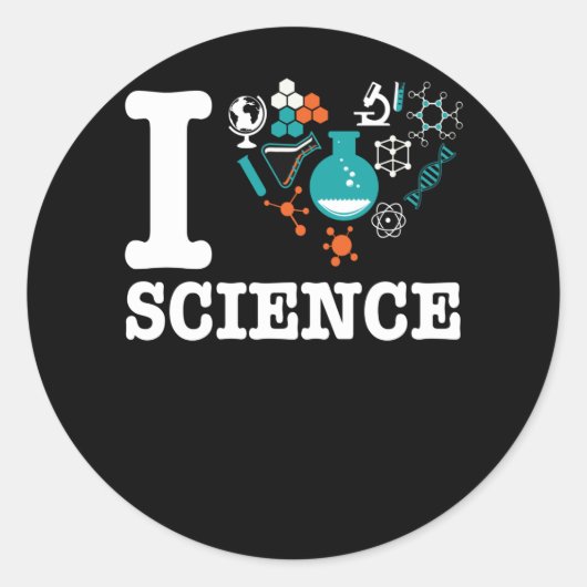 I Love Science Ronde Sticker (Voorkant)