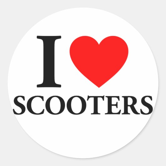 I Love Scooters Ronde Sticker (Voorkant)