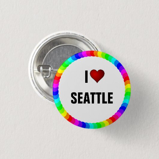 I Love Seattle pinback button (Voorkant /achterkant)