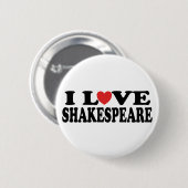 I Love Shakespeare Gift Ronde Button 5,7 Cm (Voorkant /achterkant)