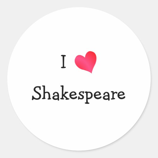 I Love Shakespeare Ronde Sticker (Voorkant)