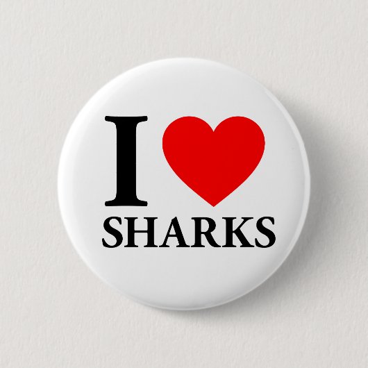 I Love Sharks Ronde Button 5,7 Cm (Voorkant)