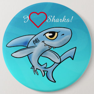 I Love Sharks Ronde Button 6,0 Cm