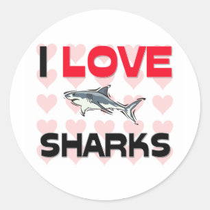 I Love Sharks Ronde Sticker