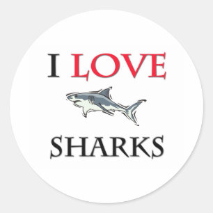 I Love Sharks Ronde Sticker