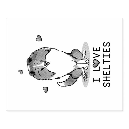 I Love Shelties (sable 2) Shetland Sheepdogs Cute Rubberstempel (Afrduk)