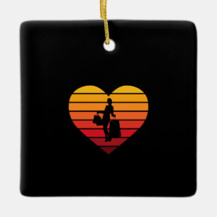 I Love Shopping Retro Sunset Heart Keramisch Ornament