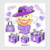 I Love Shopping Smiling Mode Emoji Sticker (Feuille)
