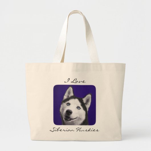 I Love Siberian Huskies Jumbo Sac fourre - tout (Devant)