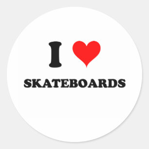 I Love Skateboards Ronde Sticker