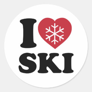 I Love Ski Ronde Sticker