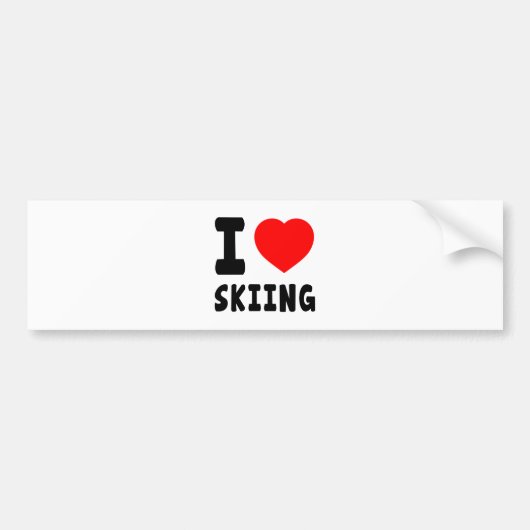 I Love Skiing Bumpersticker (Voorkant)