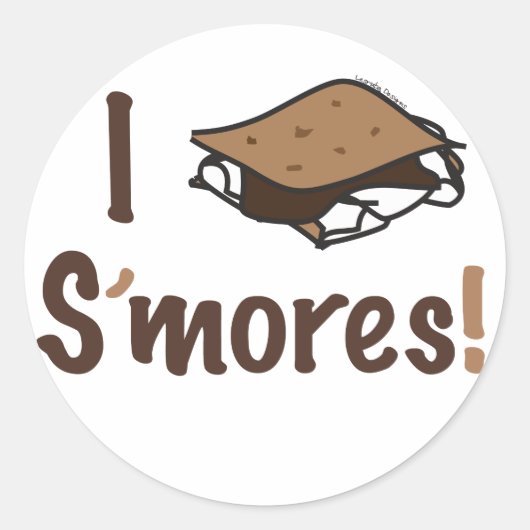 I Love S'mores Ronde Sticker (Voorkant)