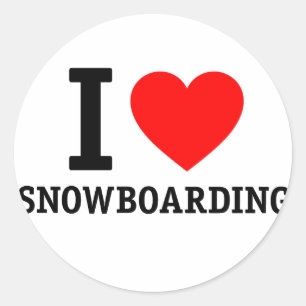 I Love Snowboarding Ronde Sticker