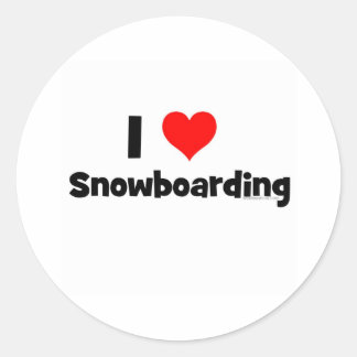 I Love Snowboarding Ronde Sticker