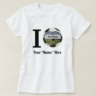 I Love Soccer Add name, Heart photoLijst T-shirt