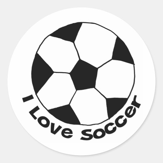I Love Soccer Ronde Sticker (Voorkant)