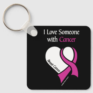 I Love Someone... Heart/Ribbon... Breast Cancer Sleutelhanger