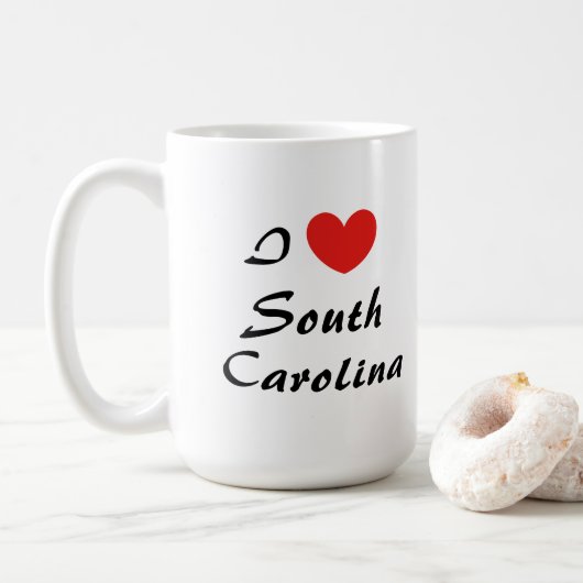 I Love South Carolina Heart Typography Coffee Mug (Avec donut)